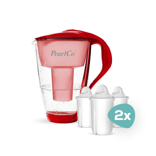 PearlCo Glas-Wasserfilter inkl. 6 Filterkartuschen